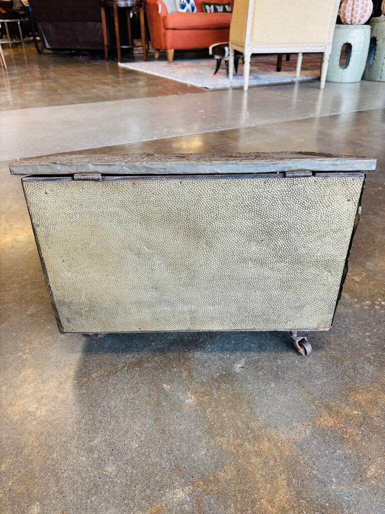 Vintage Brass Embossed Coal/Kindling Box