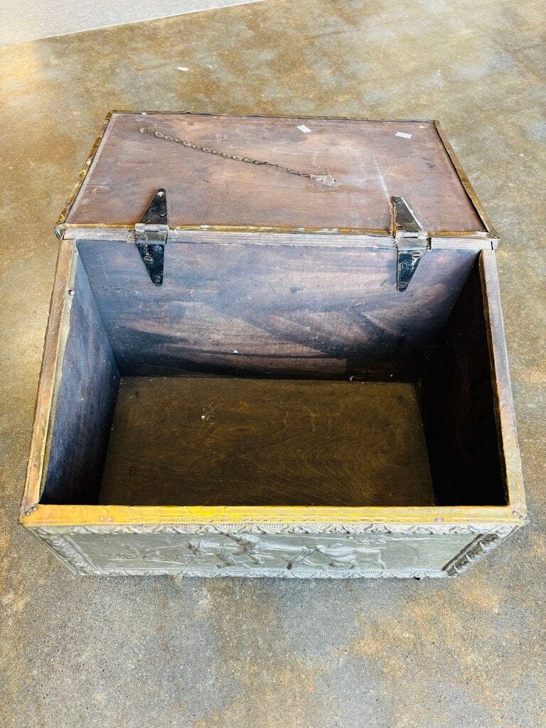 Vintage Brass Embossed Coal/Kindling Box