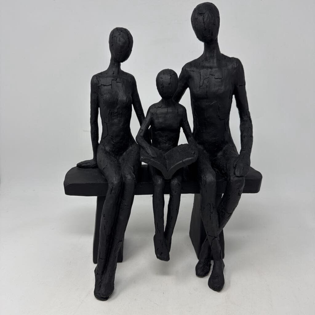 Family Of Three On Bench Sculpture