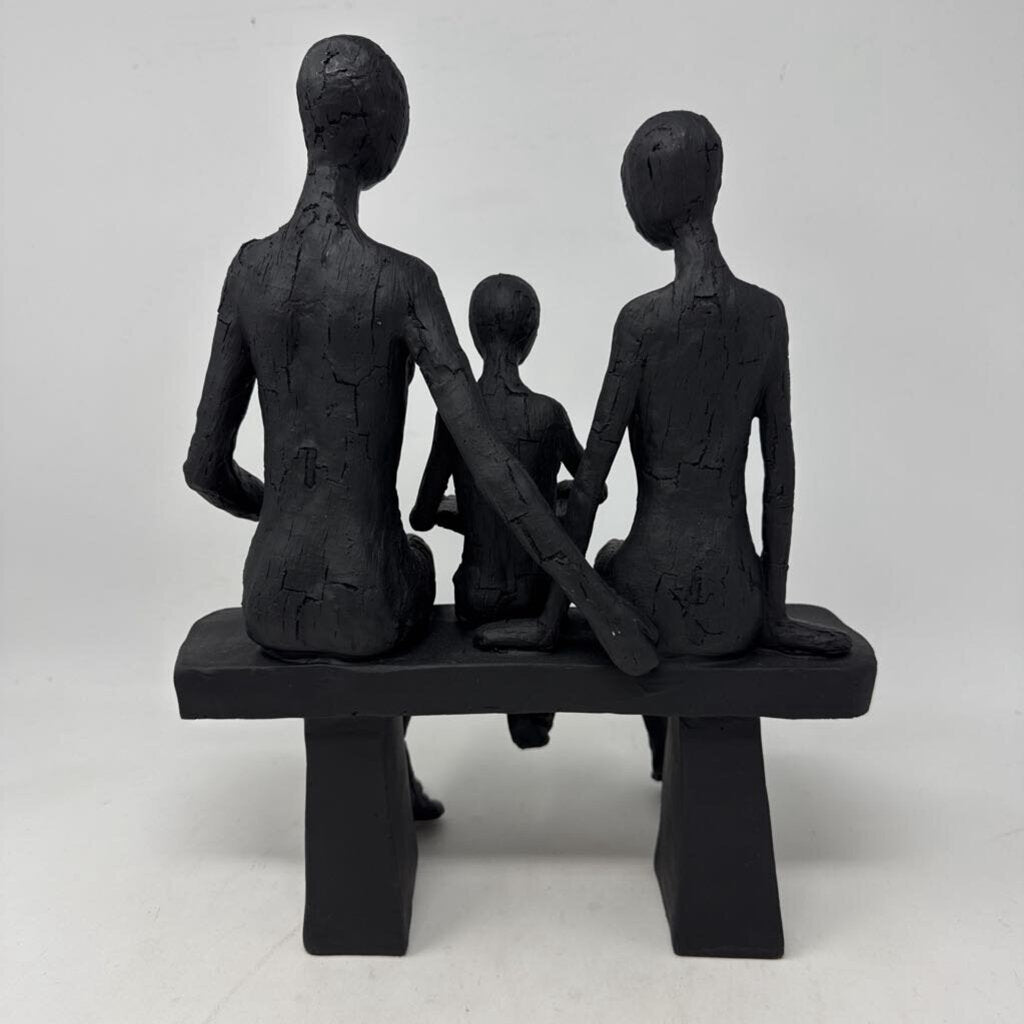 Family Of Three On Bench Sculpture