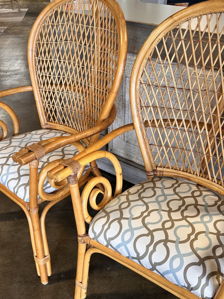 Set 2 Vintage Rattan Peacock Chairs