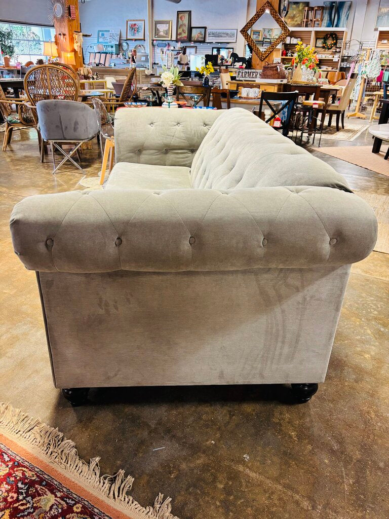 Grey Chesterfield Tufted Sofa 97" x 30" x 34"H