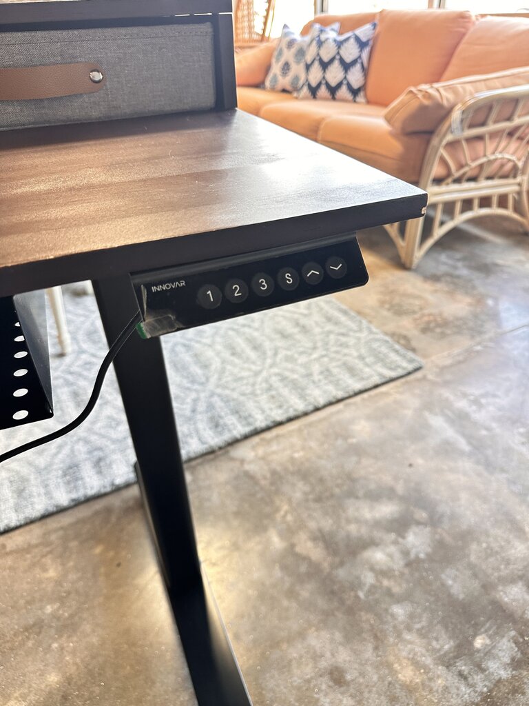 L Shaped Stand & Sit Desk With Storage