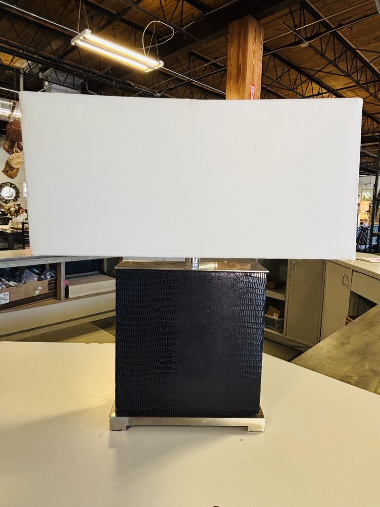 Faux Leather Block Lamp