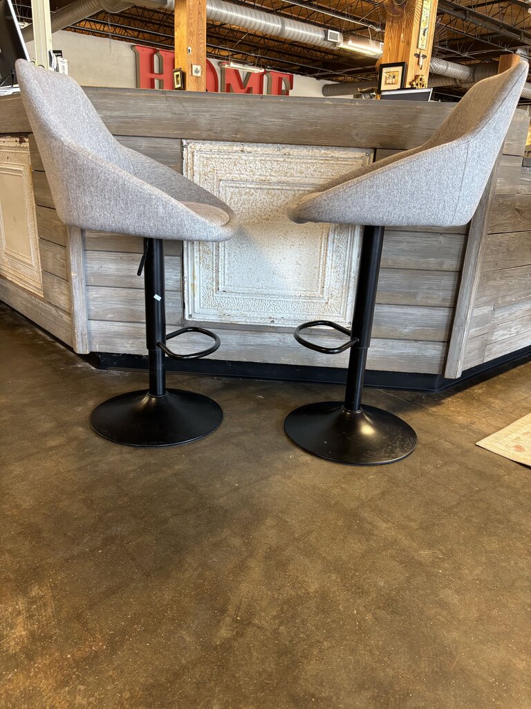 Upholstered Swivel Barstools Pair