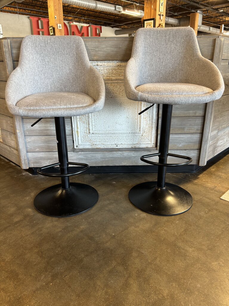 Upholstered Swivel Barstools Pair