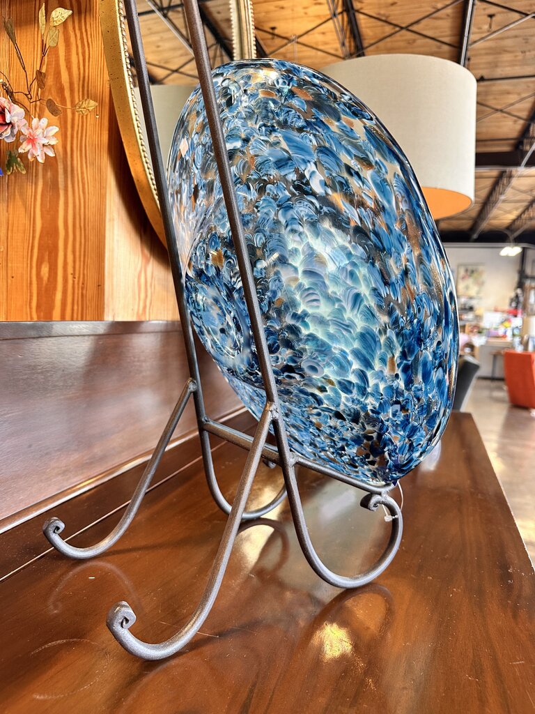 Glass /Gold Speckled Bowl with Stand