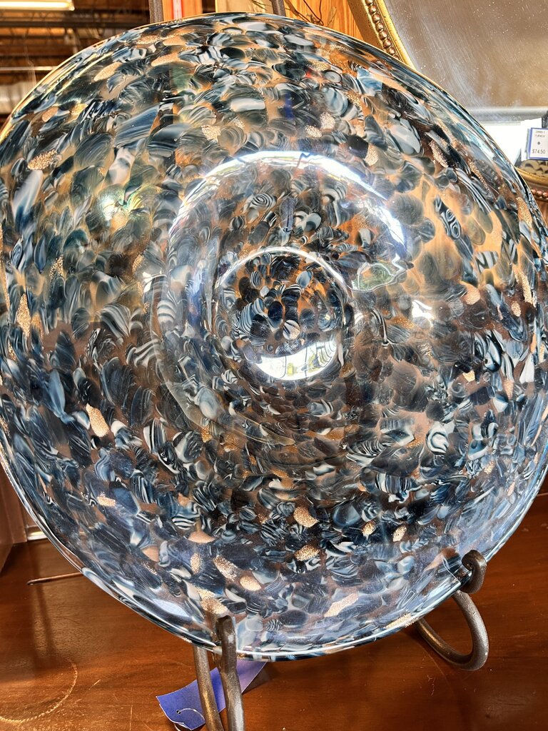 Glass /Gold Speckled Bowl with Stand