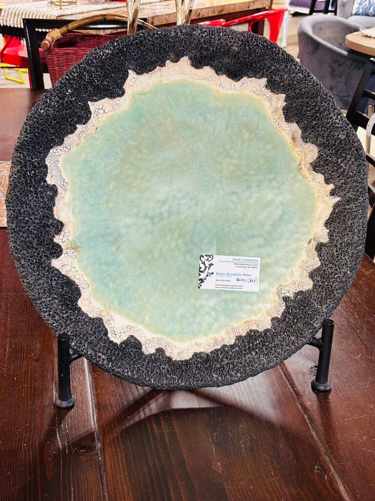 Icelandic Pool w/Lava Motif Bowl and Stand
