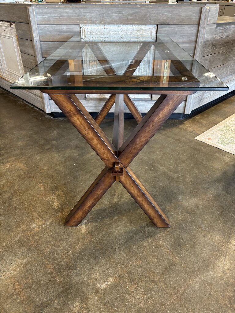 X Base Trestle Frame Glass Top Desk 52 X 28 X 30.5