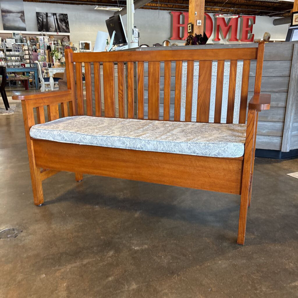 Mission Style Wood Bench with Storage 52 X 20 X 36