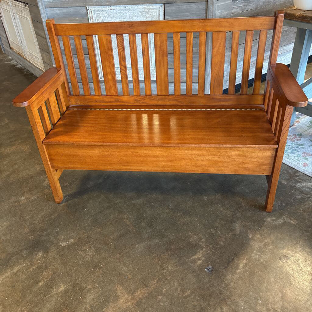 Mission Style Wood Bench with Storage 52 X 20 X 36