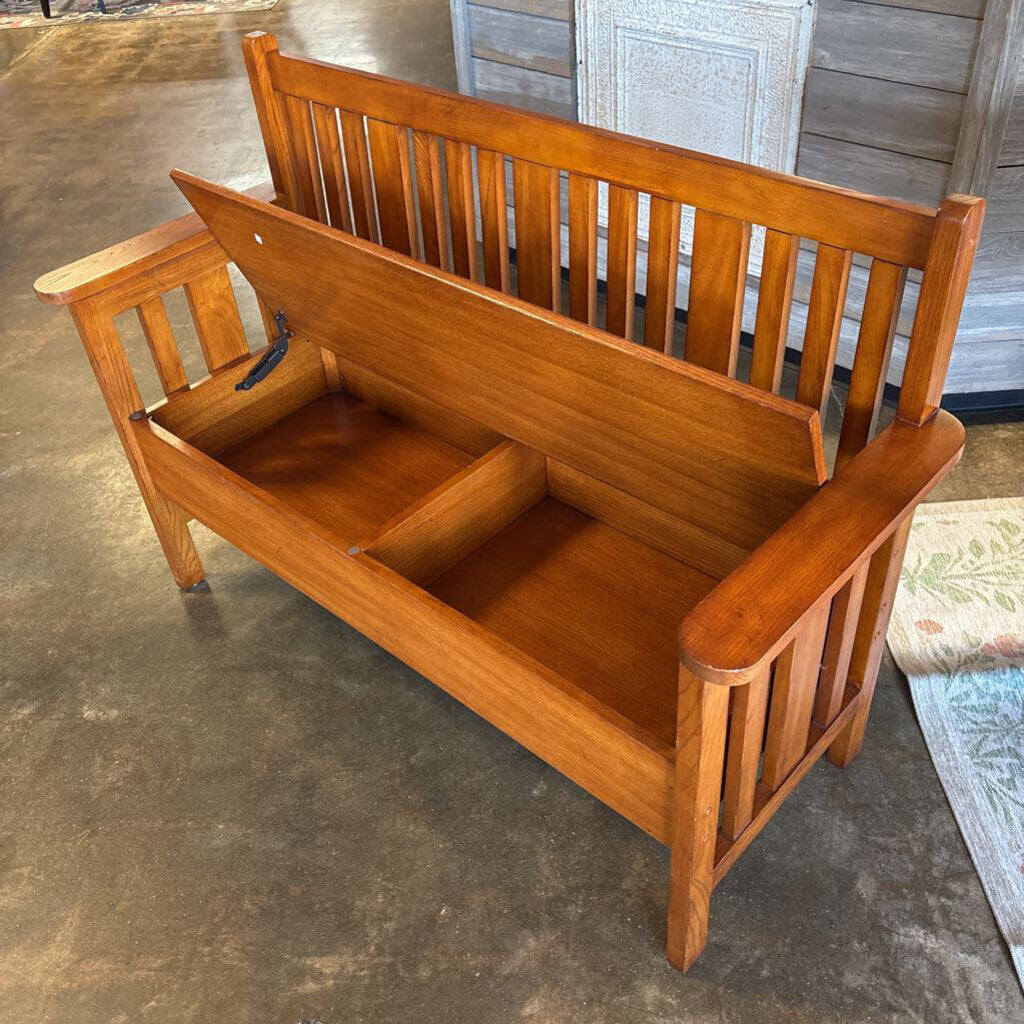 Mission Style Wood Bench with Storage 52 X 20 X 36