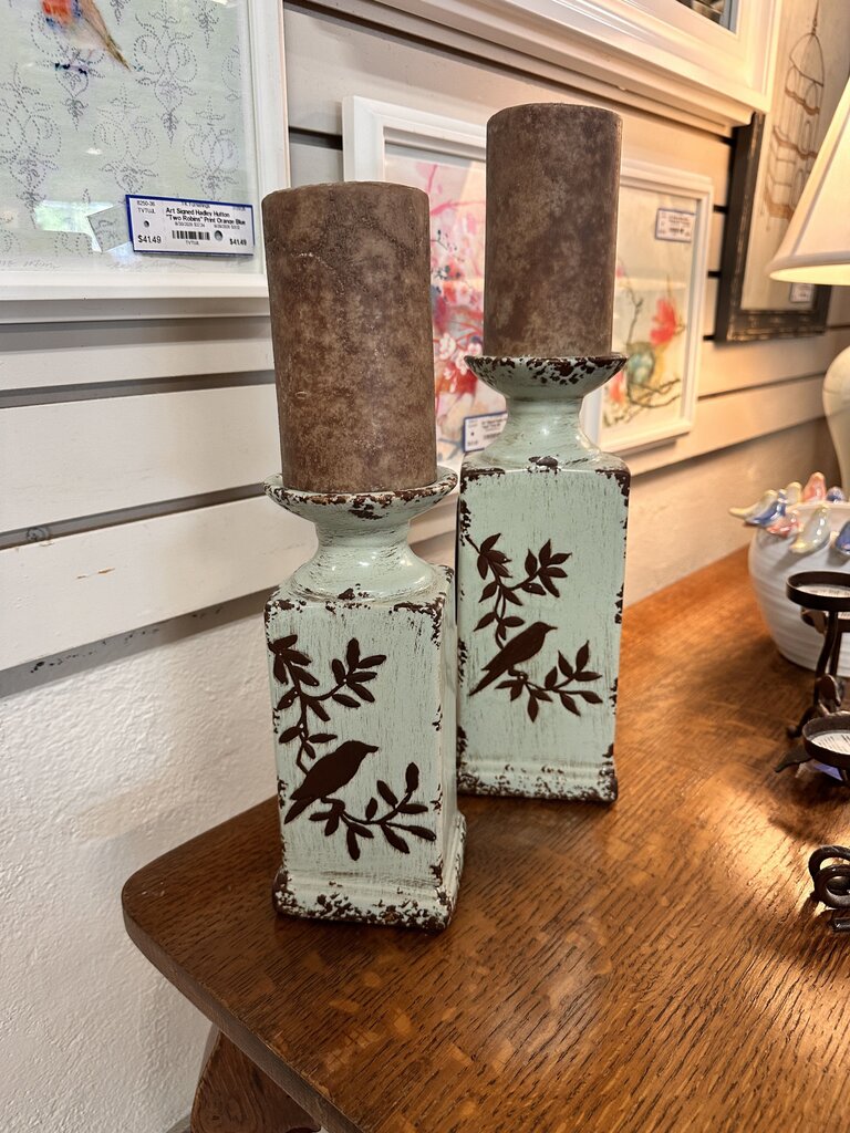 Set 2 Bird Candle & Holder