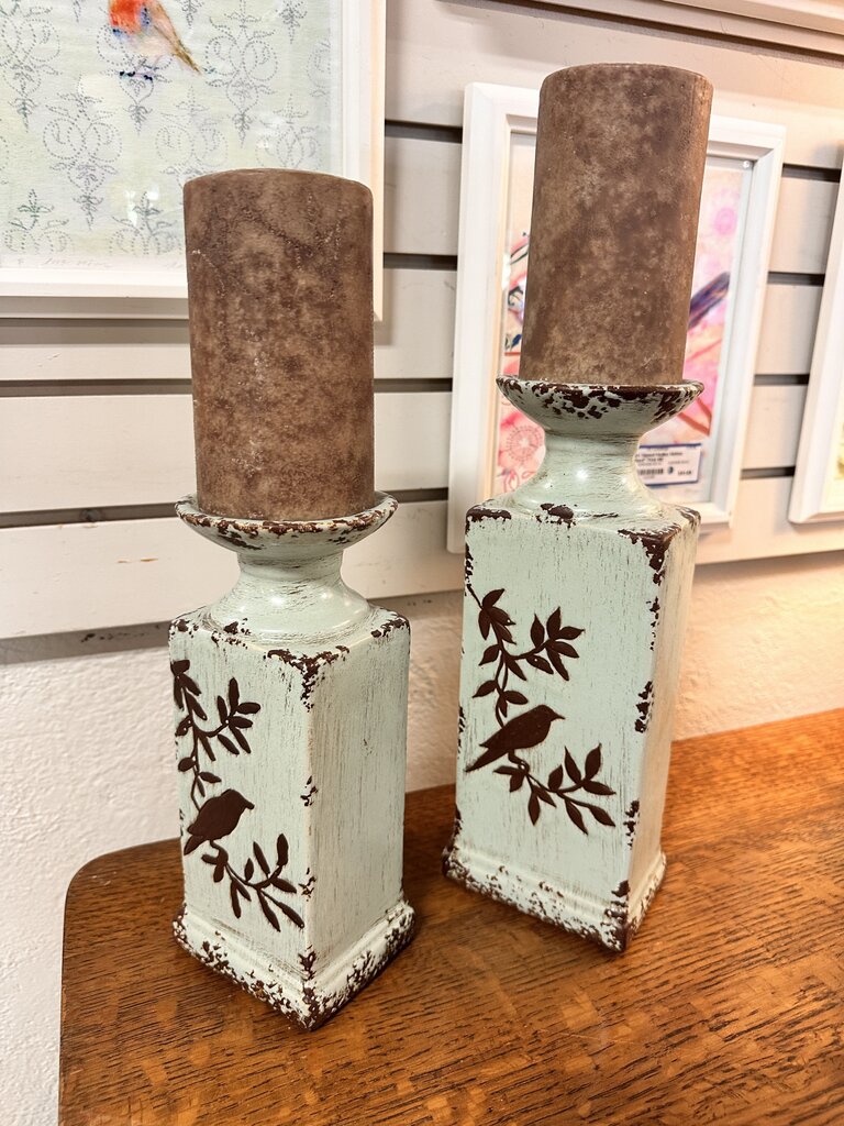 Set 2 Bird Candle & Holder