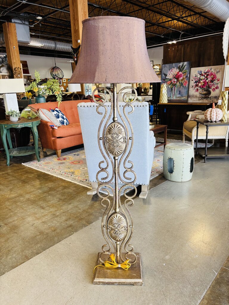 Wrought Iron Scroll/Medallions Floor Lamp