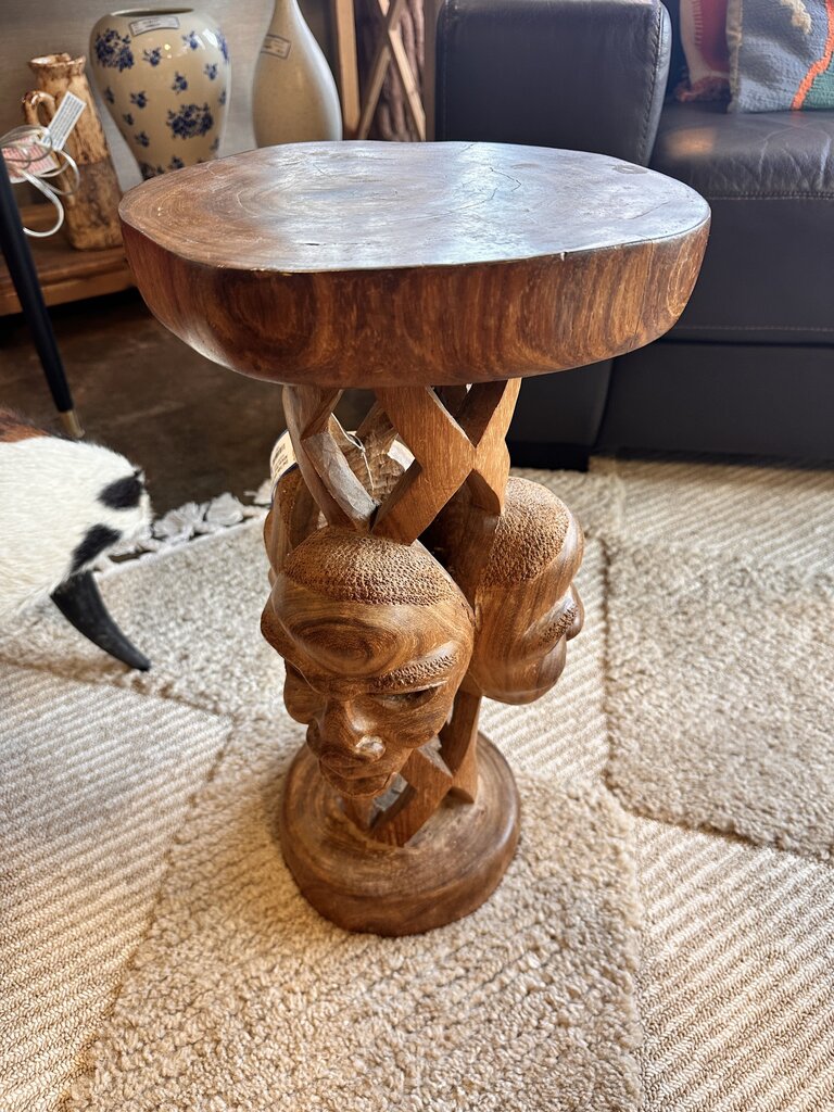 Solid Wood Carved African Stool