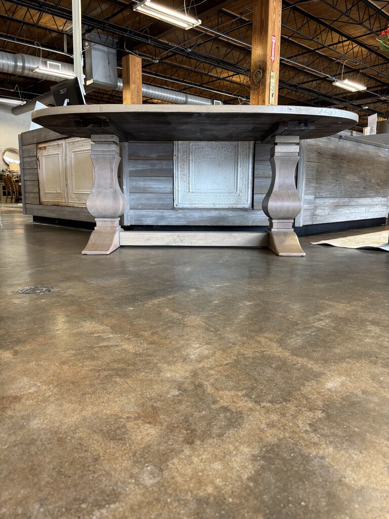 Oval Pedestal Trestle Base Table 71.5 X 43.5