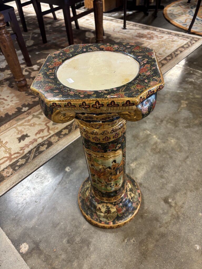Japanese Royal Satsuma Hand Painted Bowl & Pedestal