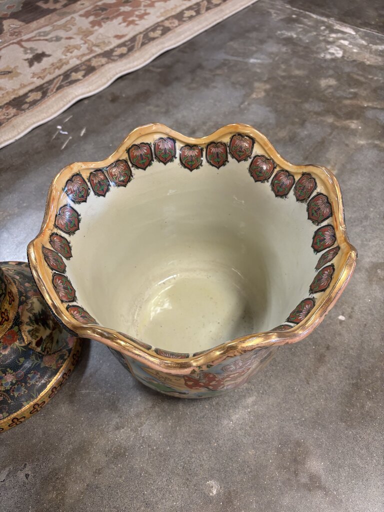 Japanese Royal Satsuma Hand Painted Bowl & Pedestal
