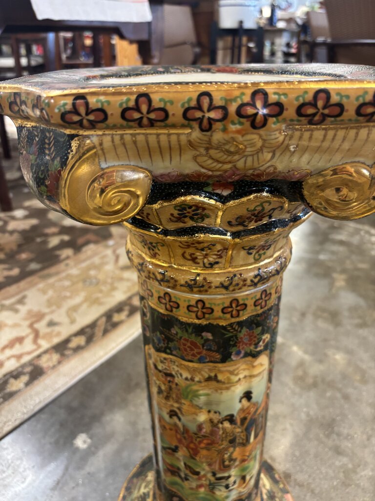 Japanese Royal Satsuma Hand Painted Bowl & Pedestal