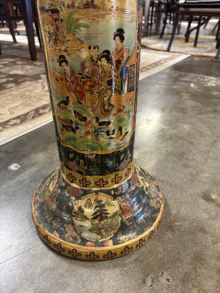 Japanese Royal Satsuma Hand Painted Bowl & Pedestal