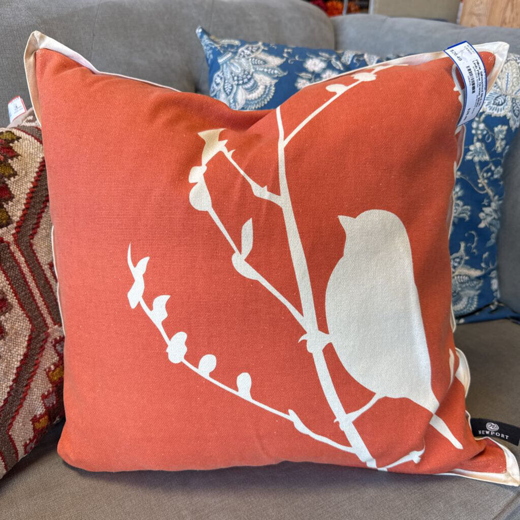 Silhouetted Bird On Limb Pillow