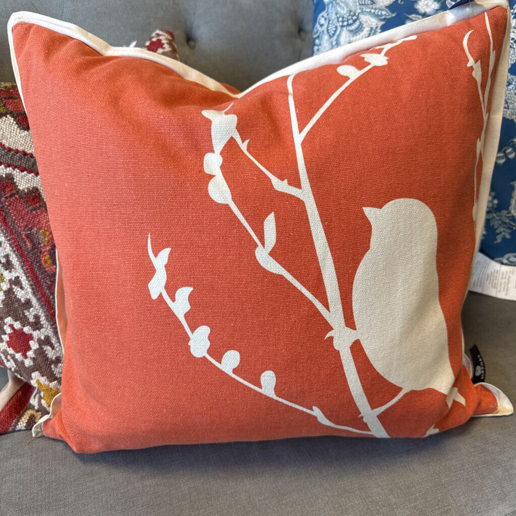 Silhouetted Bird On Limb Pillow