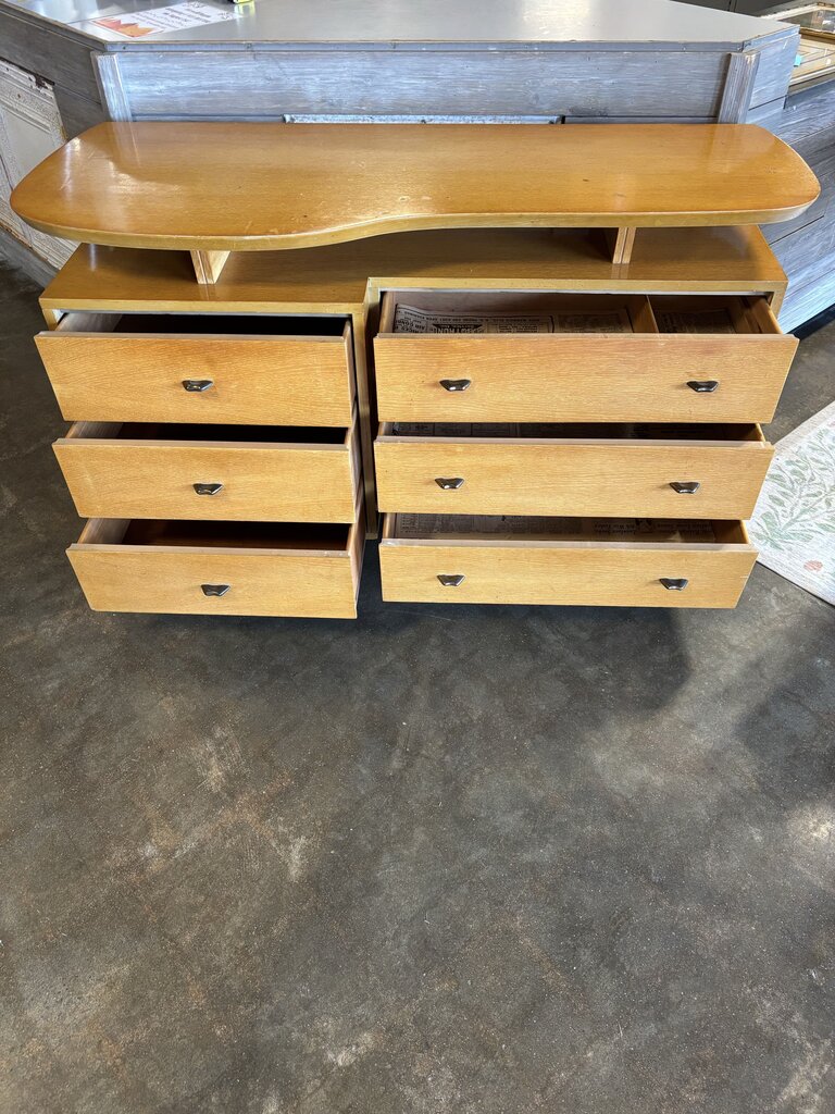 Vintage MCM Floating Top Dresser with Mirror 58 X 22.5 X 33