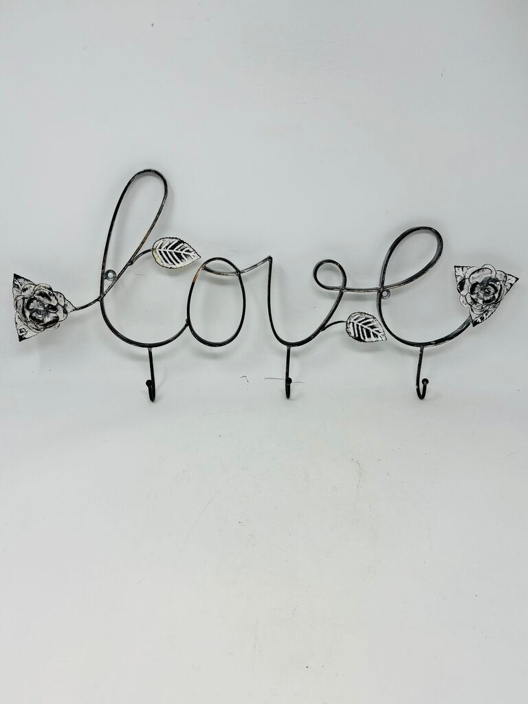Metal Leaf Love Coat Rack