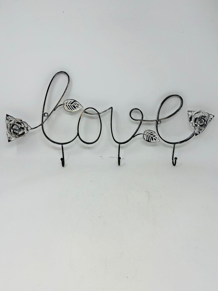Metal Leaf Love Coat Rack