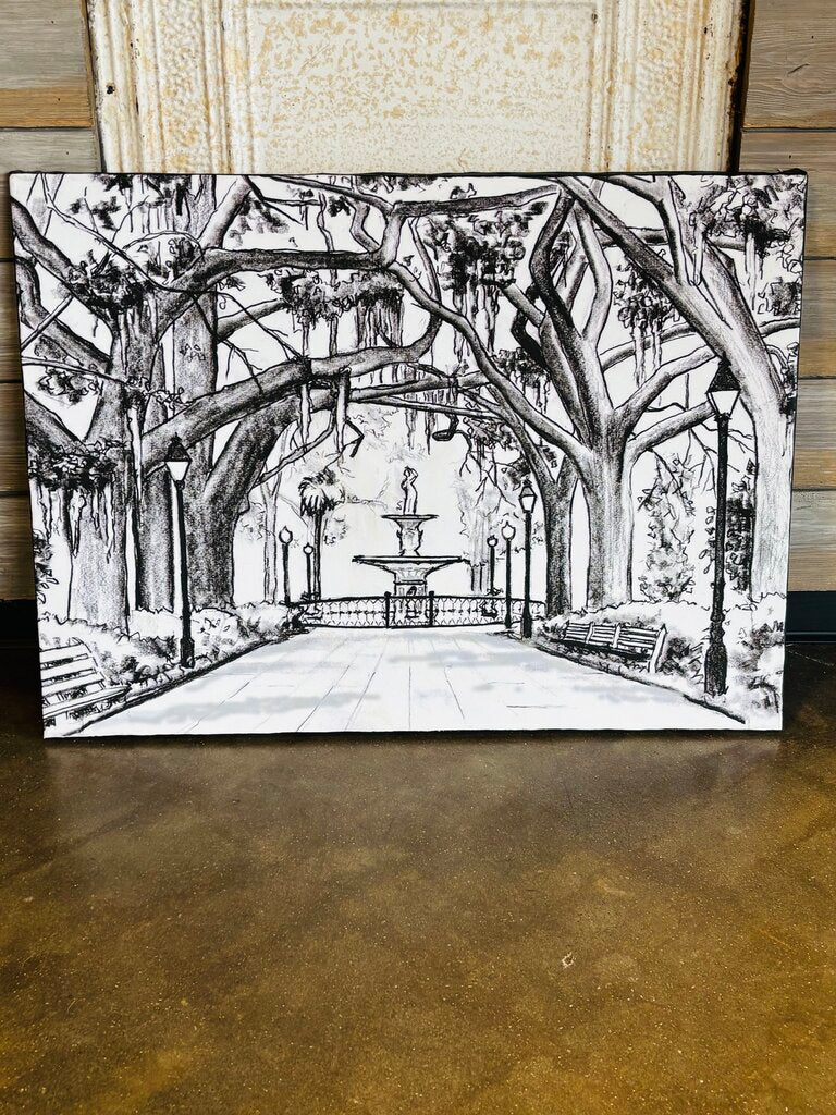 Giclee Savannah Ga Forsyth Park Fountain 30.25 X 22.25 Signed/Numbered