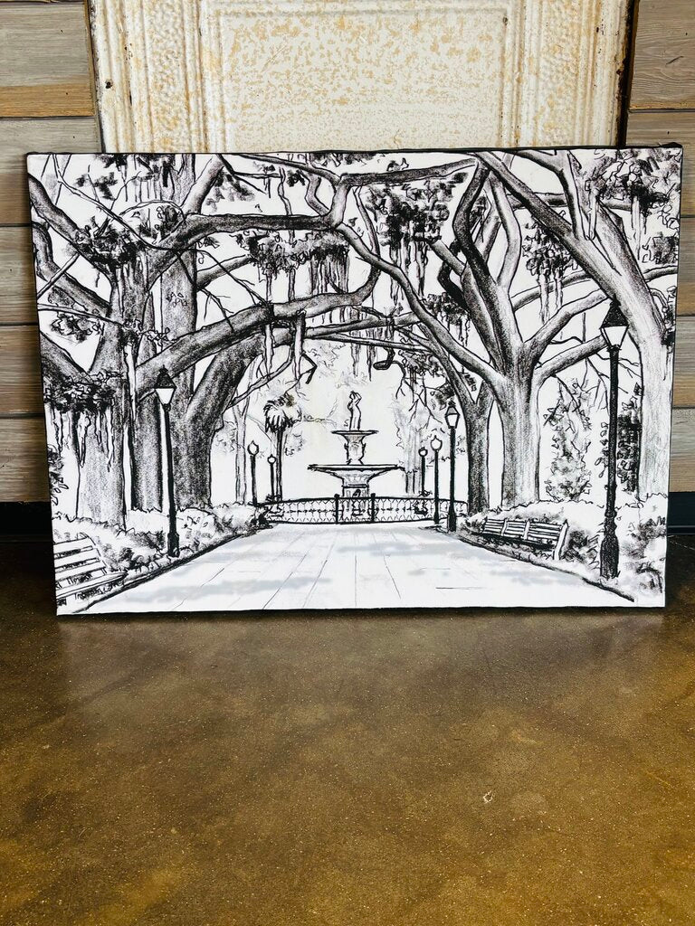 Giclee Savannah Ga Forsyth Park Fountain 30.25 X 22.25 Signed/Numbered