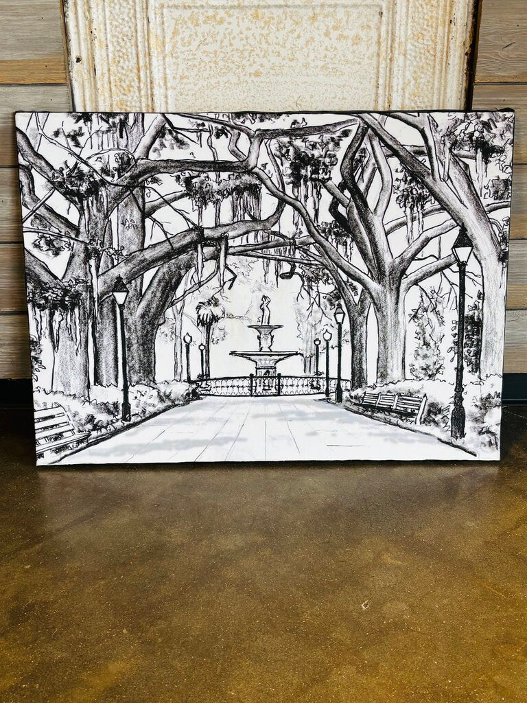 Giclee Savannah Ga Forsyth Park Fountain 30.25 X 22.25 Signed/Numbered