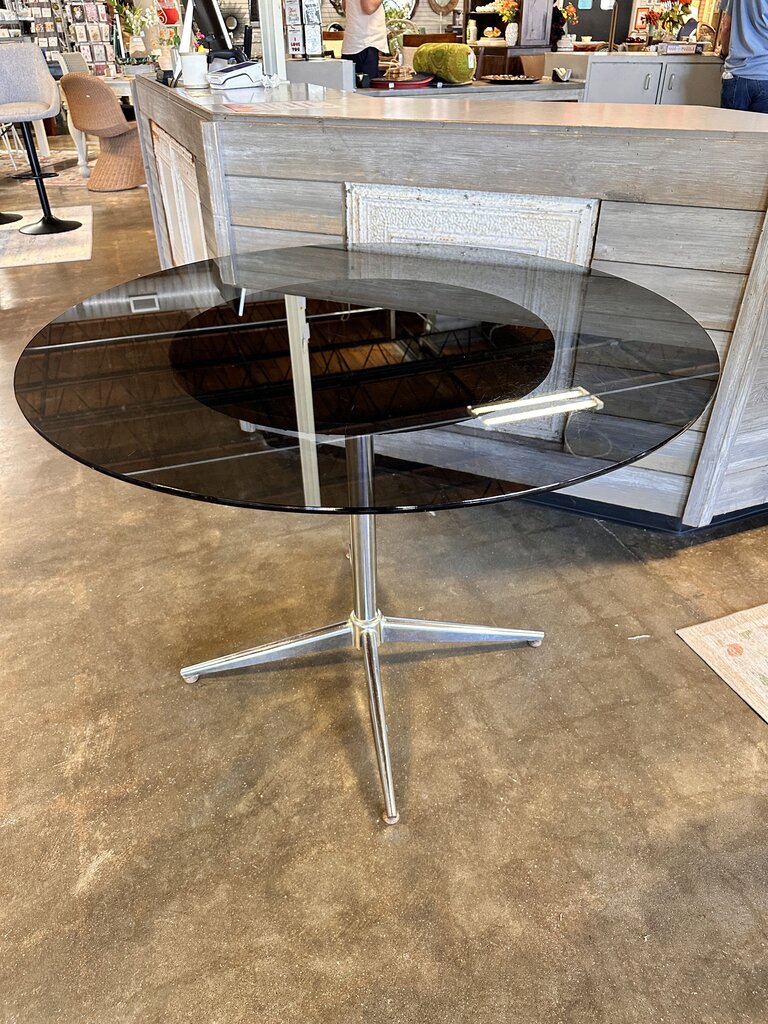 Vintage Glass Top Metal Base Table