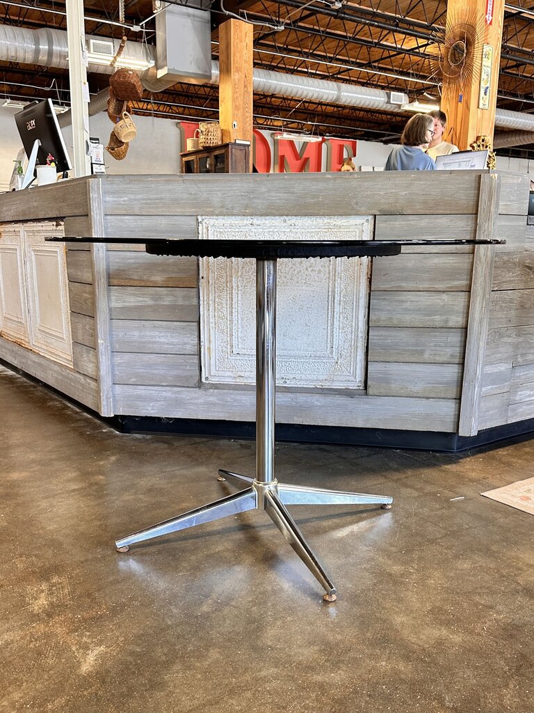 Vintage Glass Top Metal Base Table