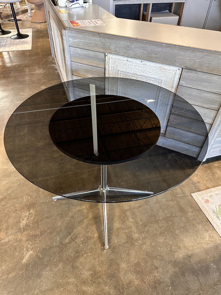 Vintage Glass Top Metal Base Table