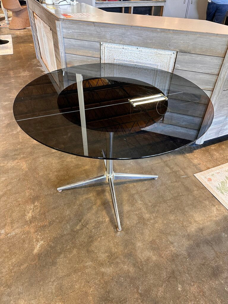 Vintage Glass Top Metal Base Table