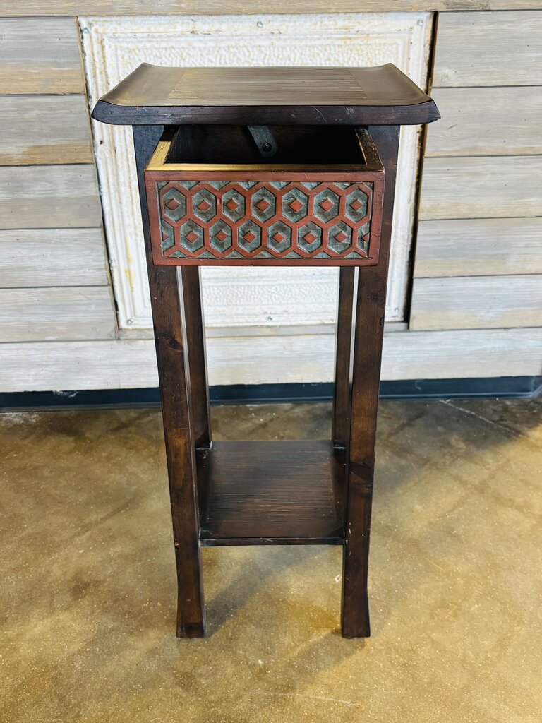Narrow End Table with Drawer 14 X 12.25 X 31.75