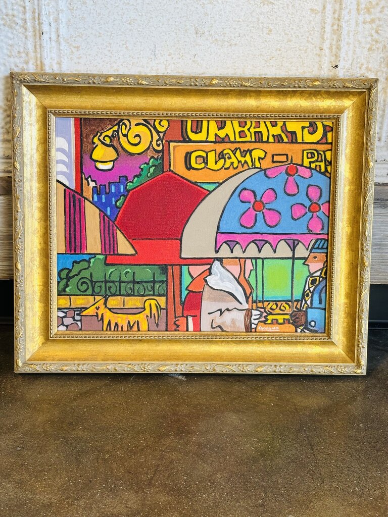 Rain In The Village Signed Art 17.75 X 15