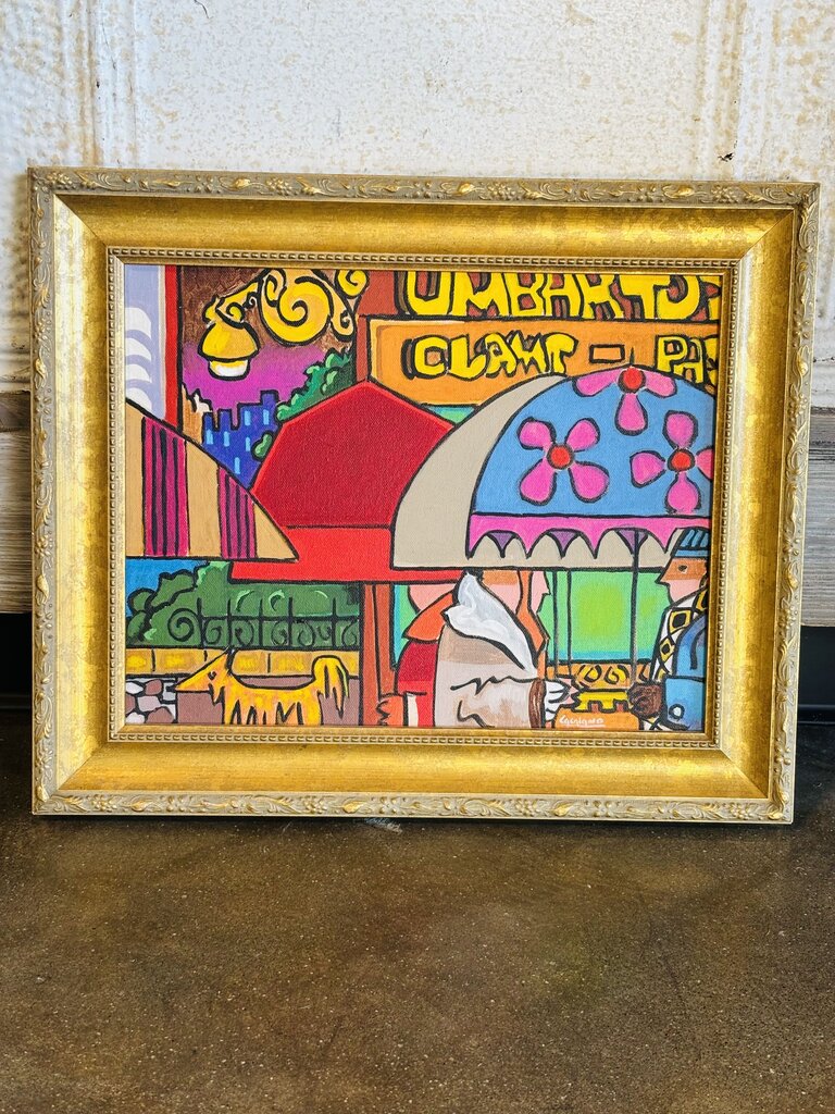 Rain In The Village Signed Art 17.75 X 15