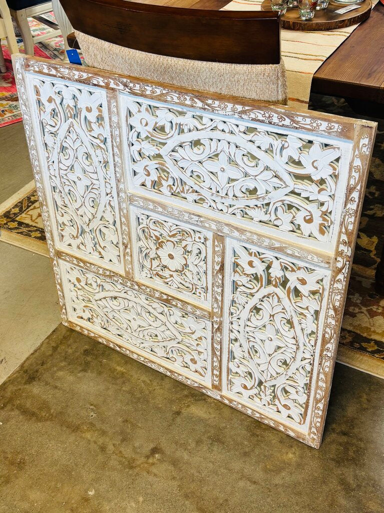 Carved Mango Wood w Mirrors Wall Hanging