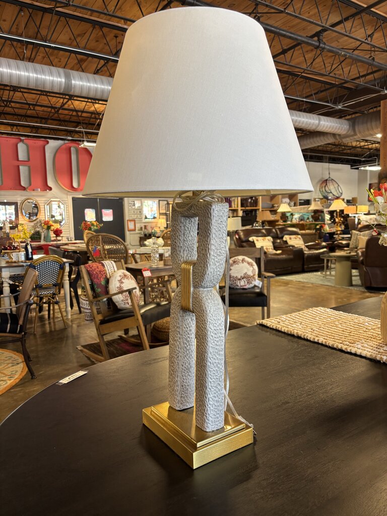Gray Gold Band Table Lamp