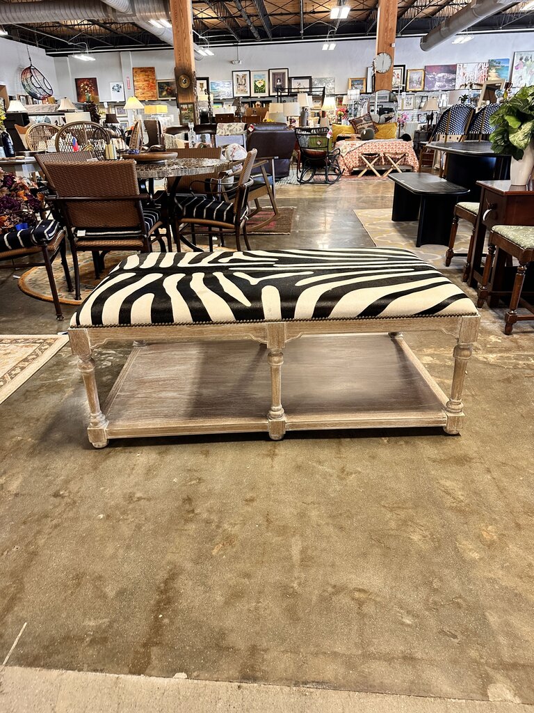 Large Hair & Hide Zebra Ottoman