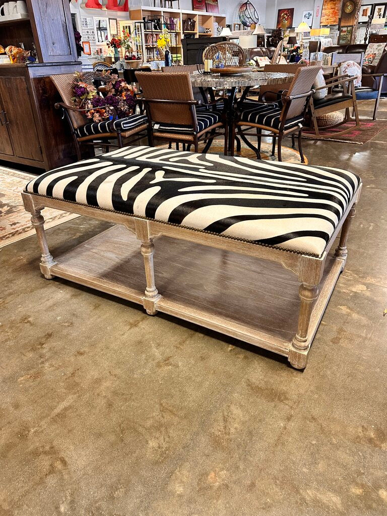 Large Hair & Hide Zebra Ottoman