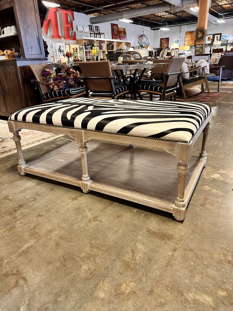 Large Hair & Hide Zebra Ottoman