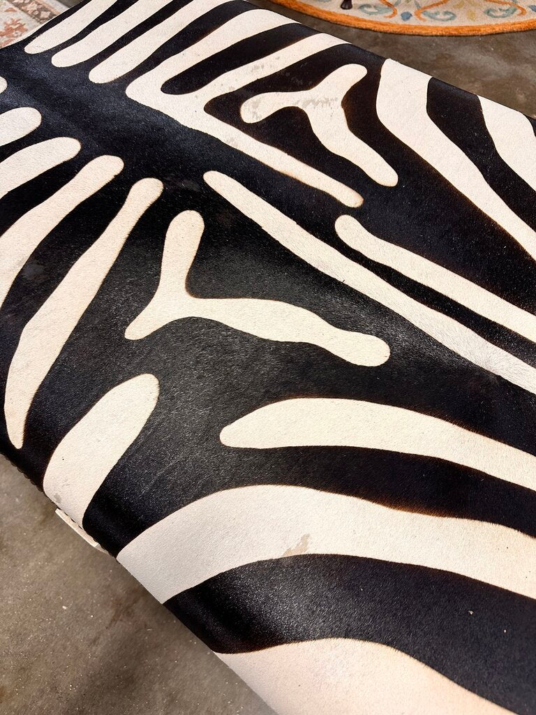 Large Hair & Hide Zebra Ottoman
