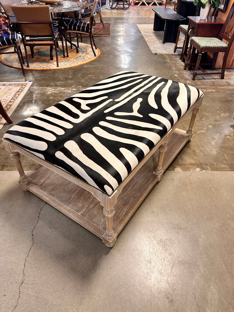Large Hair & Hide Zebra Ottoman