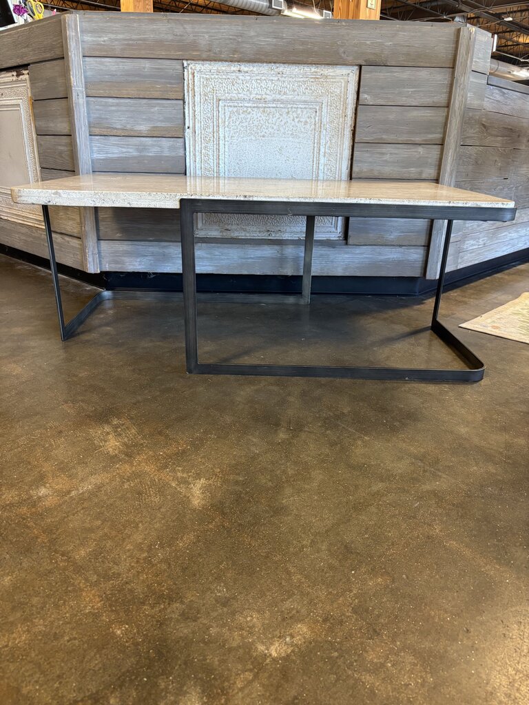 Travertine Top Metal Base Coffee Table 48 X 28 X 18