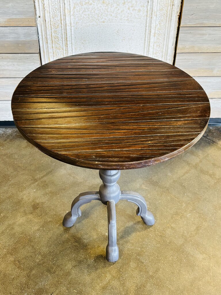 Wood Top Metal Base Pedestal Table 23.5"HR 24"H